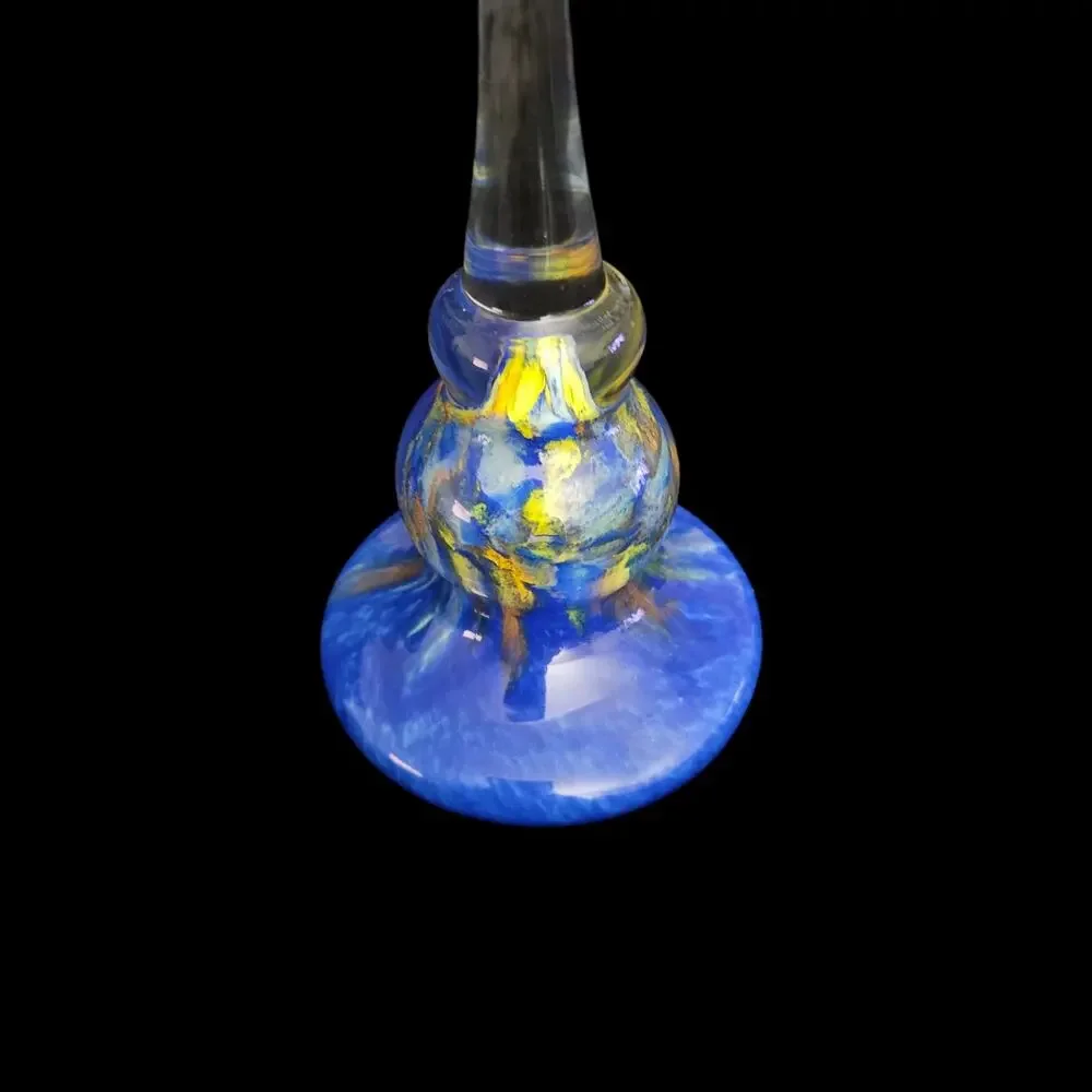 MA.VI Group Italian Art Glass Blue Swirl Bud Vase Candle Holder 10.5